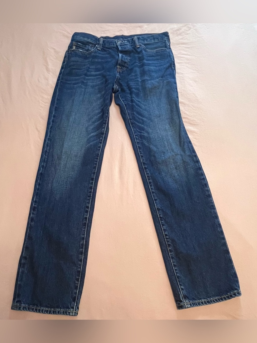 Abercrombie & Fitch Men’s Classic Straight Leg Button Fly Faded Blue Jeans